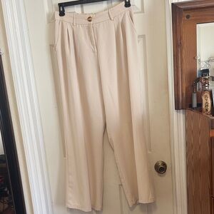 Chic Cream Wide Leg Women's Pants